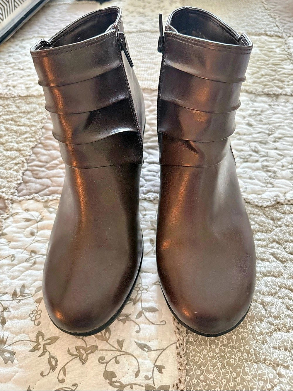 NEW Comfort Plus Buckle Ankle Boots in Brown US 8.5W